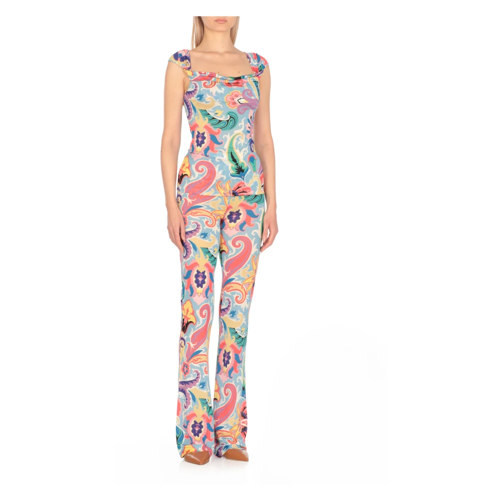 ETRO Bloemenpatroon Ronde Hals Top Multicolor Dames