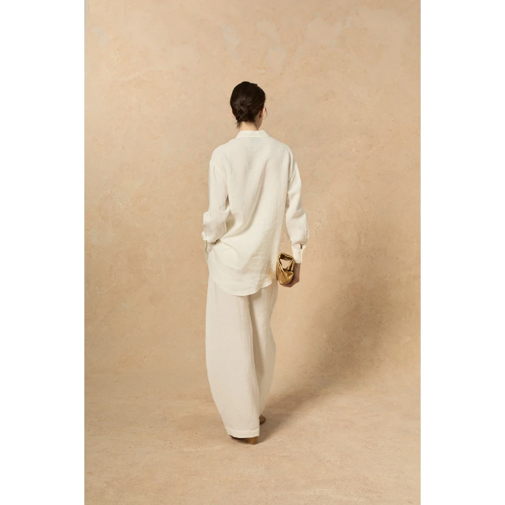 Cortana Marlo rauwe linnen broek Beige Dames