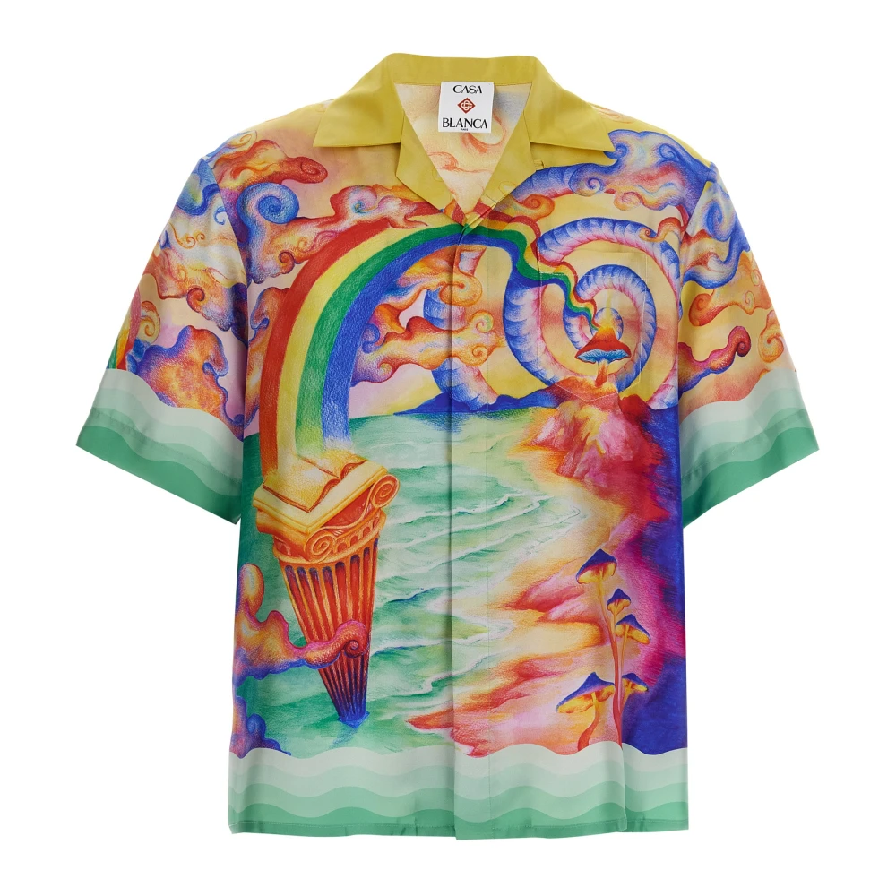 Casablanca Men's Nature Teacher Print Silk Shirt