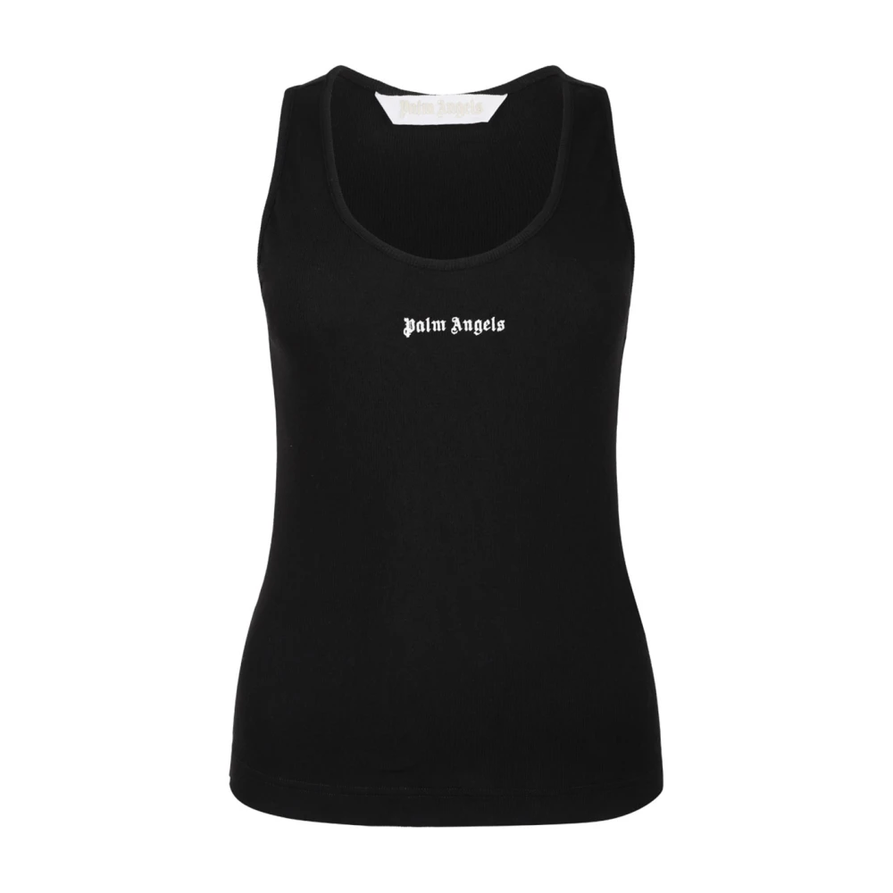Palm Angels Women's Black Classic Logo Rib Tank - Sleeveless Tops - M - Tops
