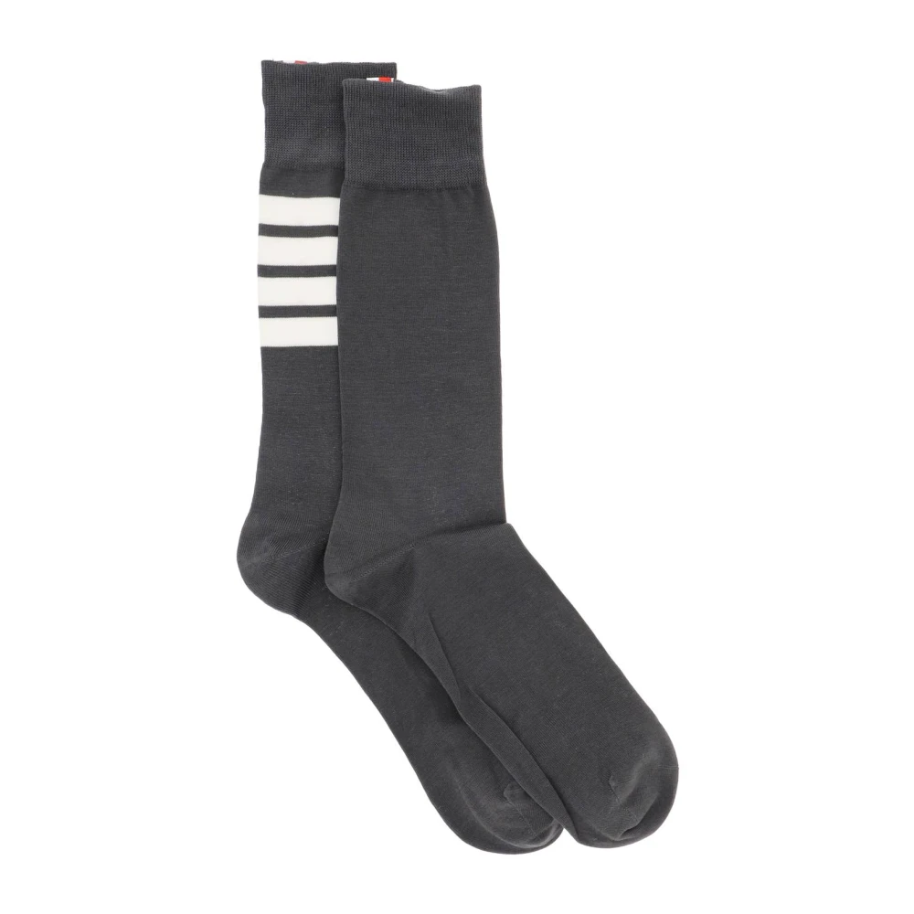 Thom Browne Katoenmix sokken tot halverwege de kuit met contrasterende strepen Gray Heren