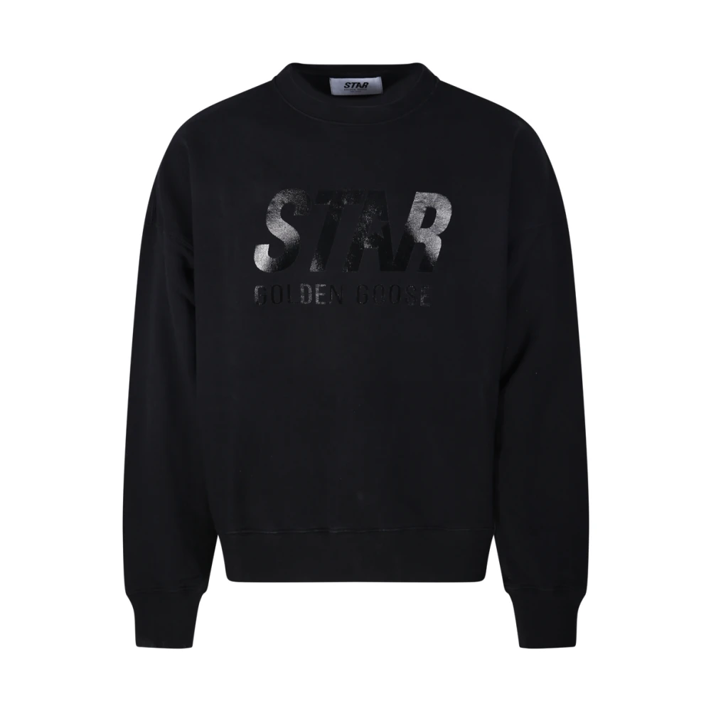 Golden Goose Męski Czarny Bluzy, Mężczyzna,, Bluza Z Nadrukiem Logo Średni