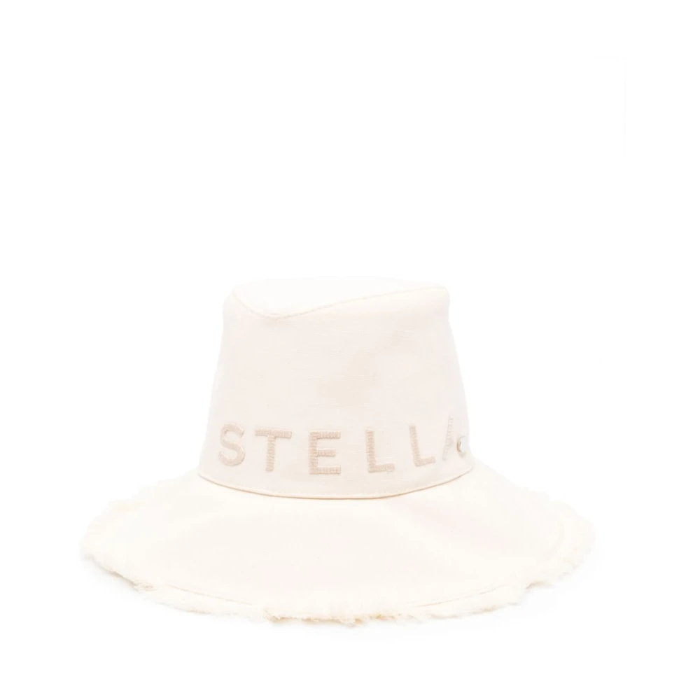 Stella McCartney Vit Logo Canvas Fedora Hatt White, Dam