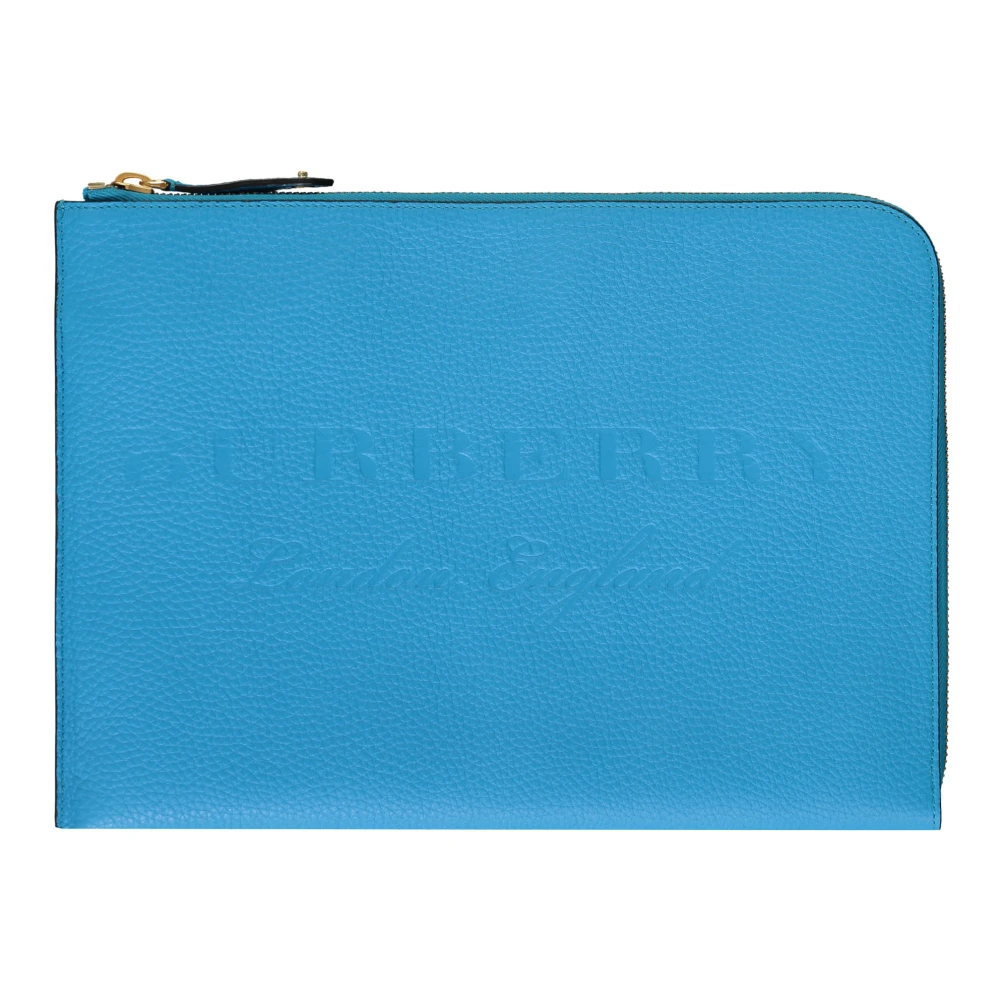Burberry Korrelig Leren Clutch met Logodetail Blue Heren