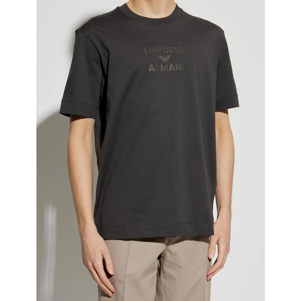 Emporio Armani Logo Print Jersey T-shirts en Polos Black Heren