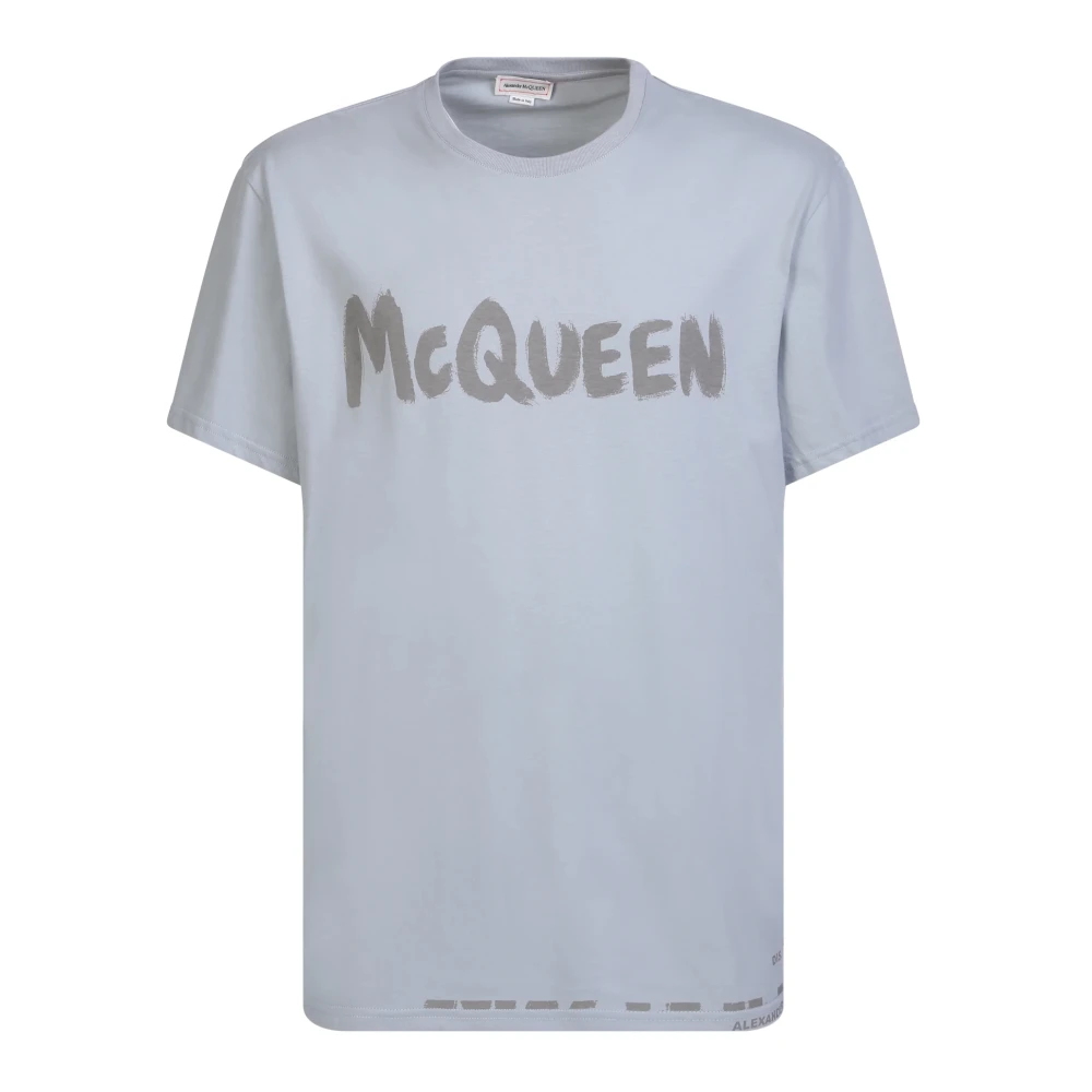 Alexander McQueen Graffiti T-shirt - Oversized Fit - 100% Bomull Gray, Herr