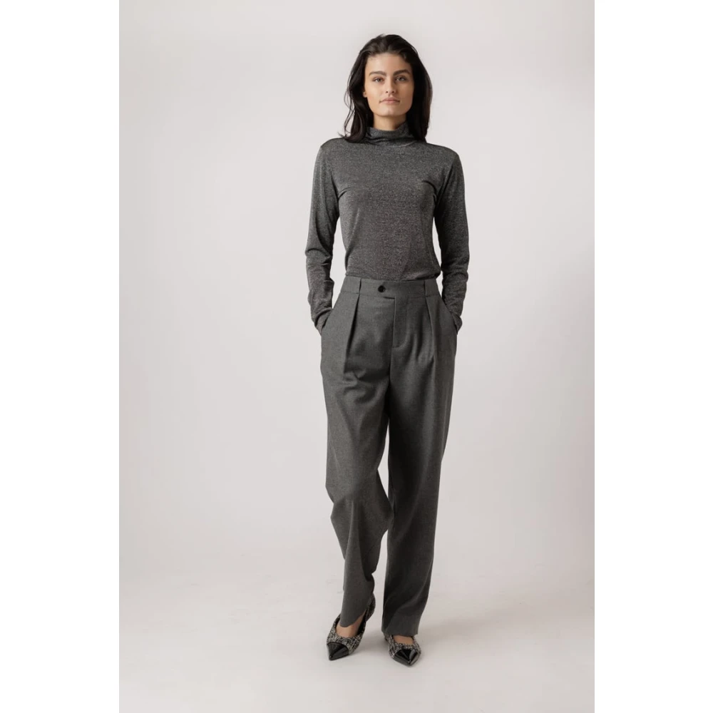 closed Donkergrijze Melange Klassieke Broek Gray Dames