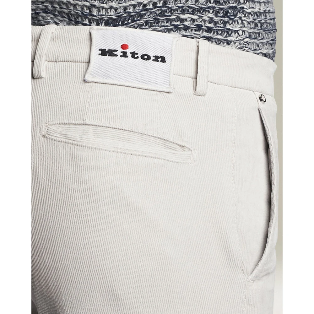 Kiton Stretch Katoen Gletsjer-Grijze Slim Fit Broek Gray Heren