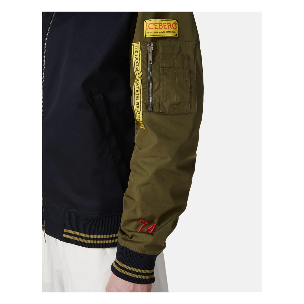 Iceberg Blauw en groen regular fit jack in gabardine met contrasterende mouwen Multicolor Heren