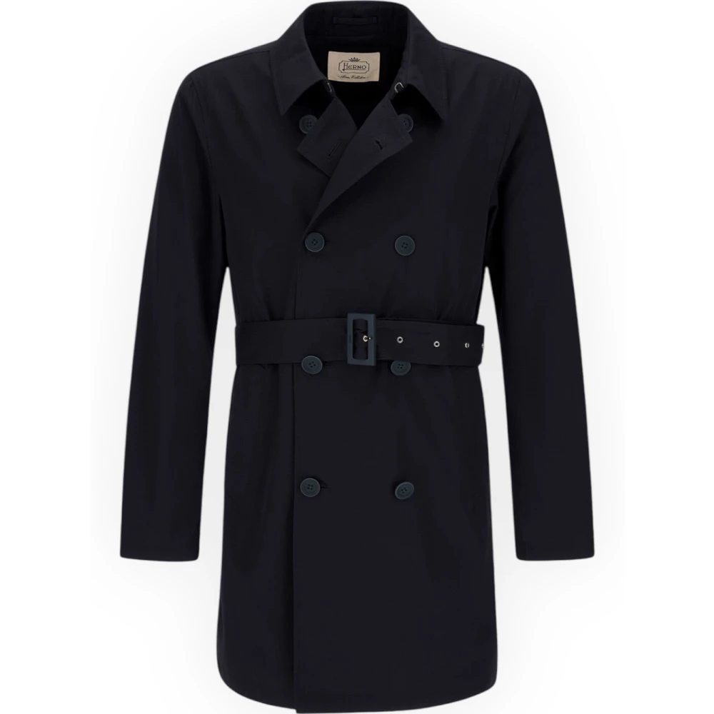Herno Men's Black Double-Breasted Trench Coat - Double-Breasted Coats - 2XL - Coats