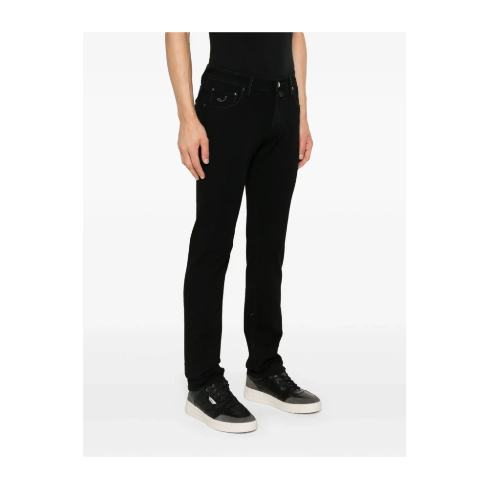 Jacob Cohën Zwarte Katoenmix Straight Leg Jeans Black Heren