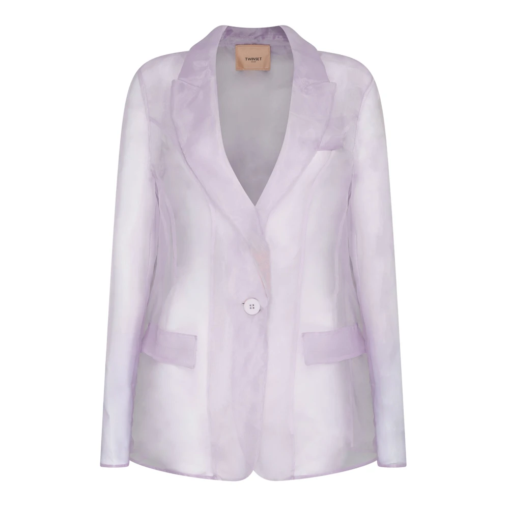Twinset Doorschijnende Organza Blazer in Lila Purple Dames