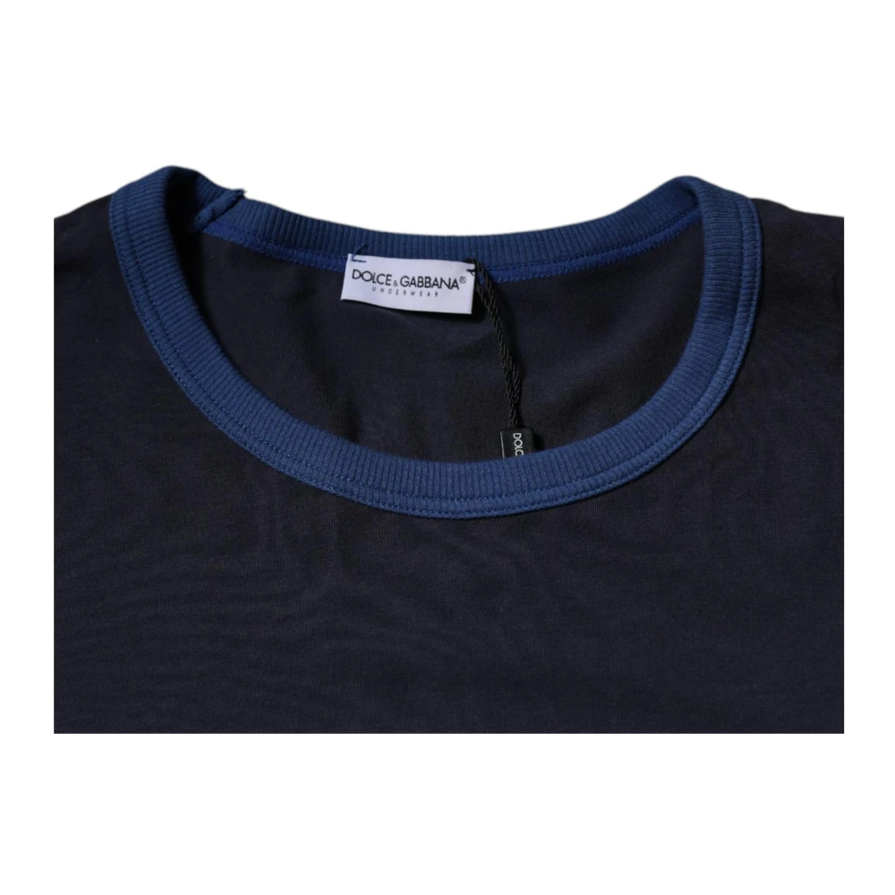 Dolce & Gabbana Blauwe Crewneck Stretch Katoenen T-shirt Blue Heren