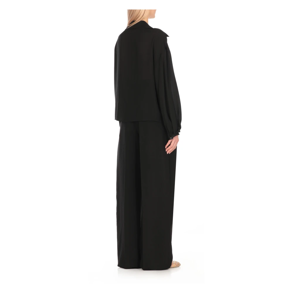 Khaite Zijden zwarte blouse met reverskraag Black Dames