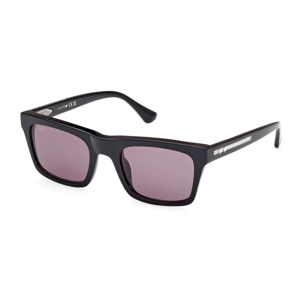 Web Eyewear Black Sunglasses, Male, 52 Mm, Men's Sunglasses Rectangular Glossy