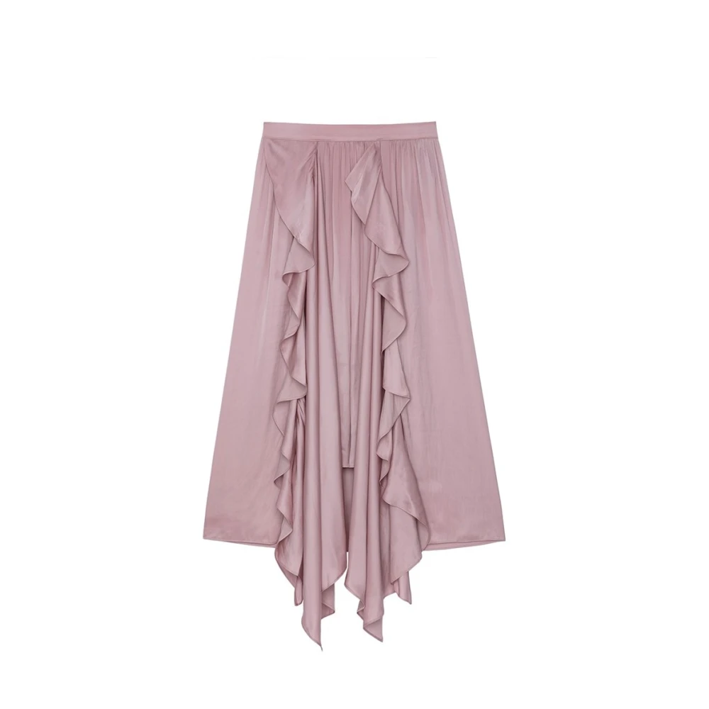 Zadig & Voltaire Roze Gedrapeerde Midi Rok Pink Dames