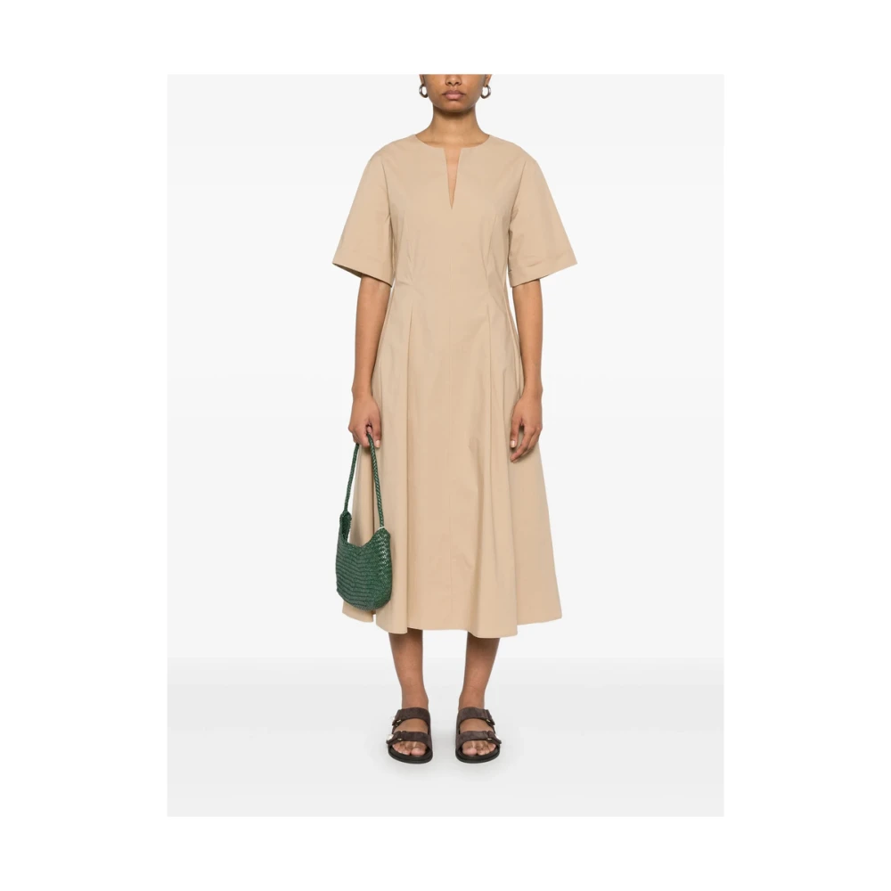 Antonelli Firenze Beige Geplooide Jurk met Zakken Pink Dames