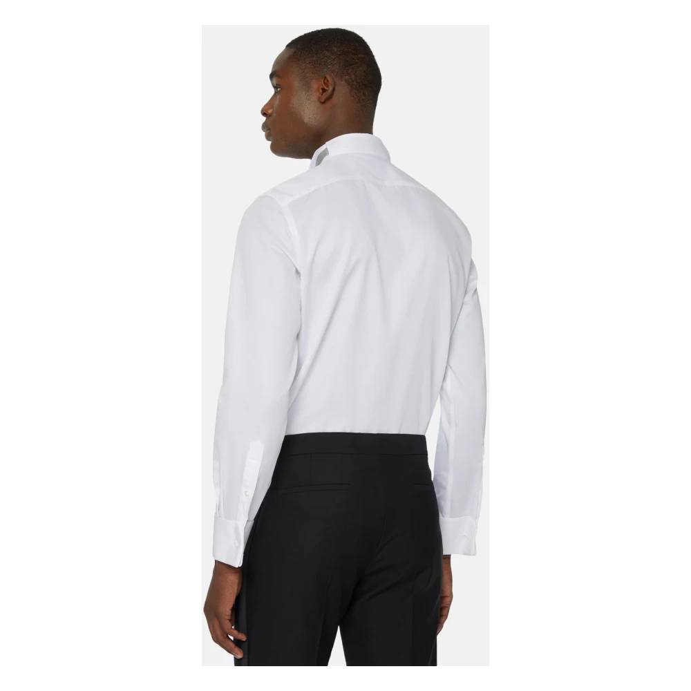 Boggi Milano Slim fit overhemd van katoensatijn White Heren