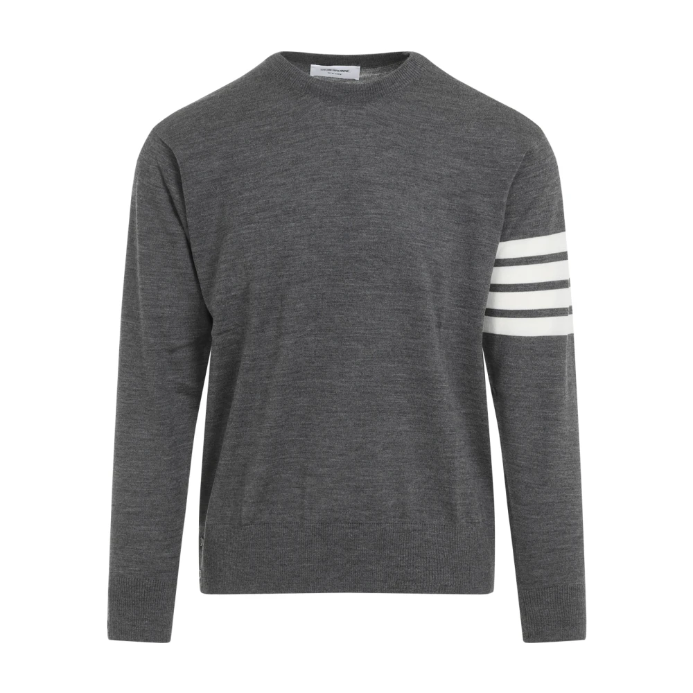 Thom Browne Grijze Sweater 4-Bar Pullover Gray Heren