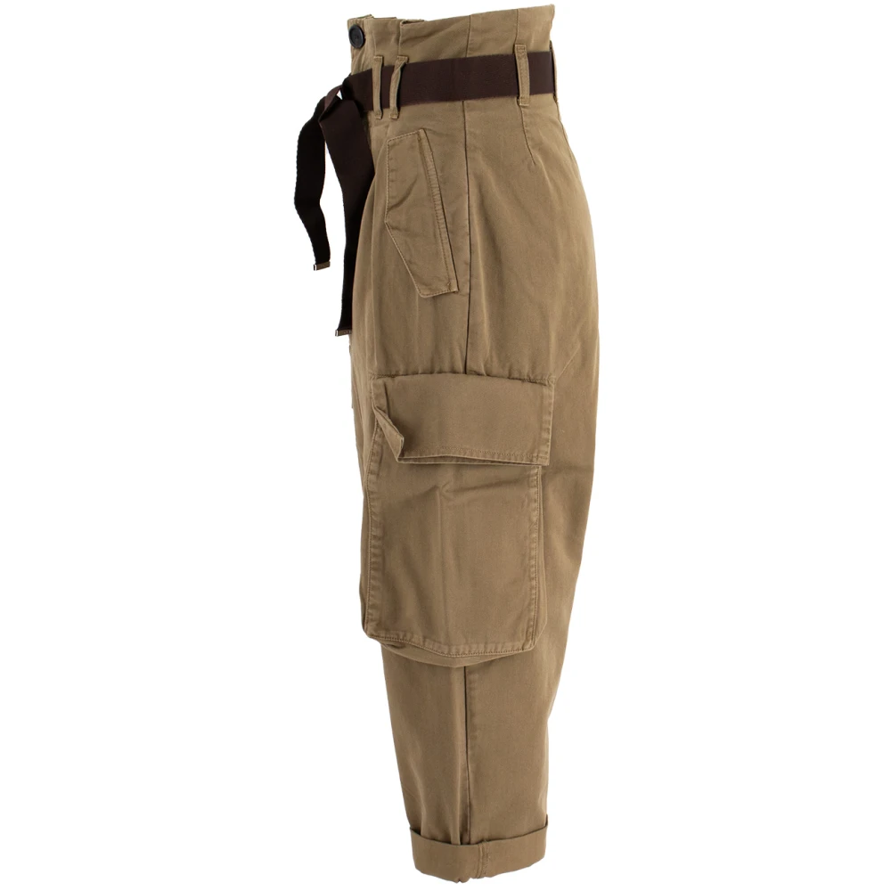 pinko Cargo Trend Hoge Taille Broek Brown Dames