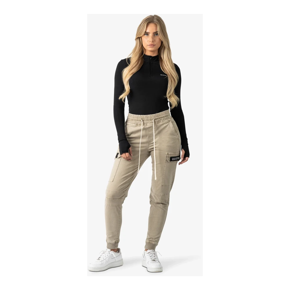Quotrell Casablanca Cargo Broek Sand Zwart Beige Dames