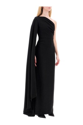 one-shoulder-cape-sleeve-long-dress
