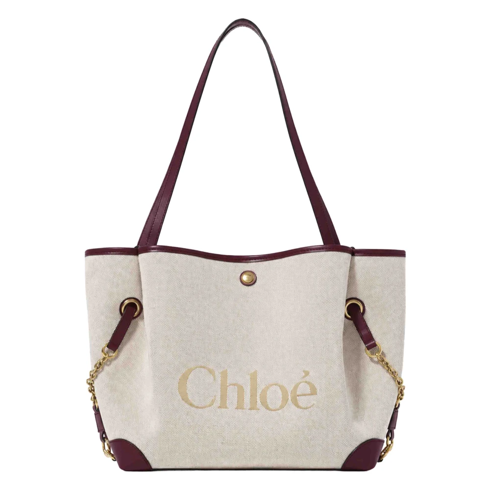 Chloé Beige Clover Cotton-Canvas Tote - Female - Shopping Bags - One Size - Bags
