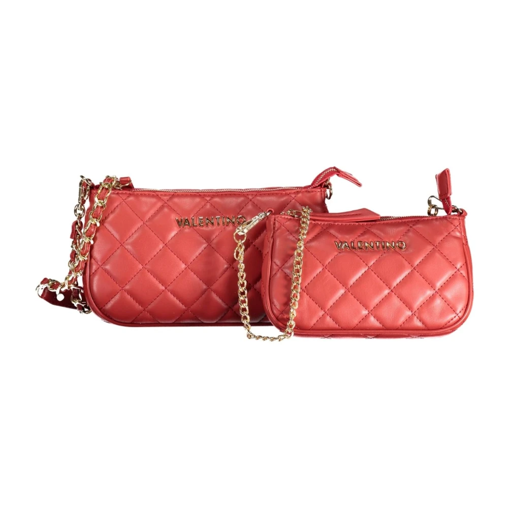 Valentino by Mario Valentino Rode Schoudertas met Afneembare Kettingriem Red Dames