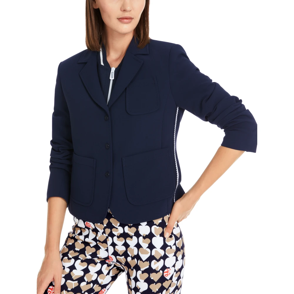 Marc Cain Blazer geïnspireerd door de jaren zeventig met opgestikte zakken Blue Dames