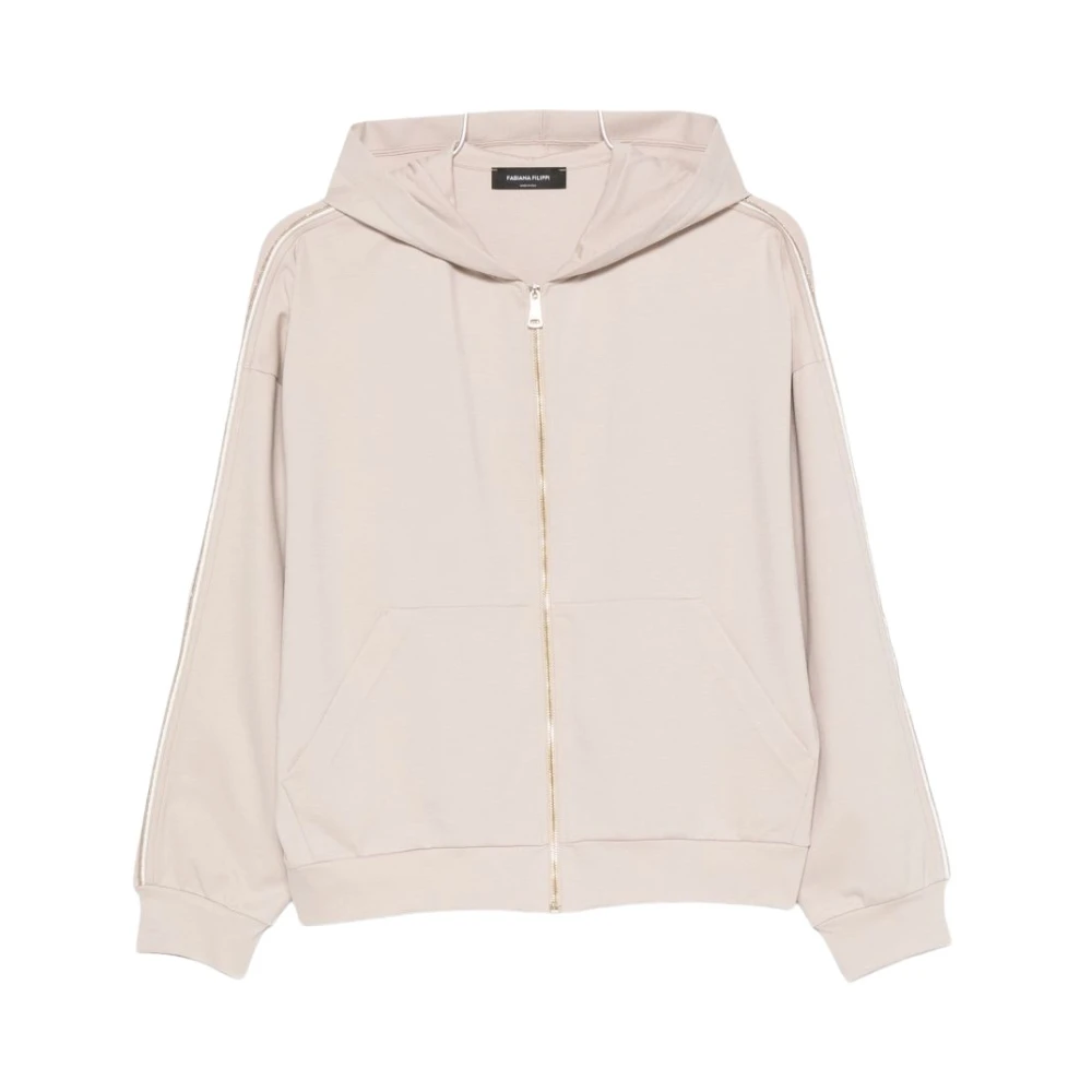 Fabiana Filippi , Zip-Throughs, Female, Beige, S, Full-Zip Sweatshirt