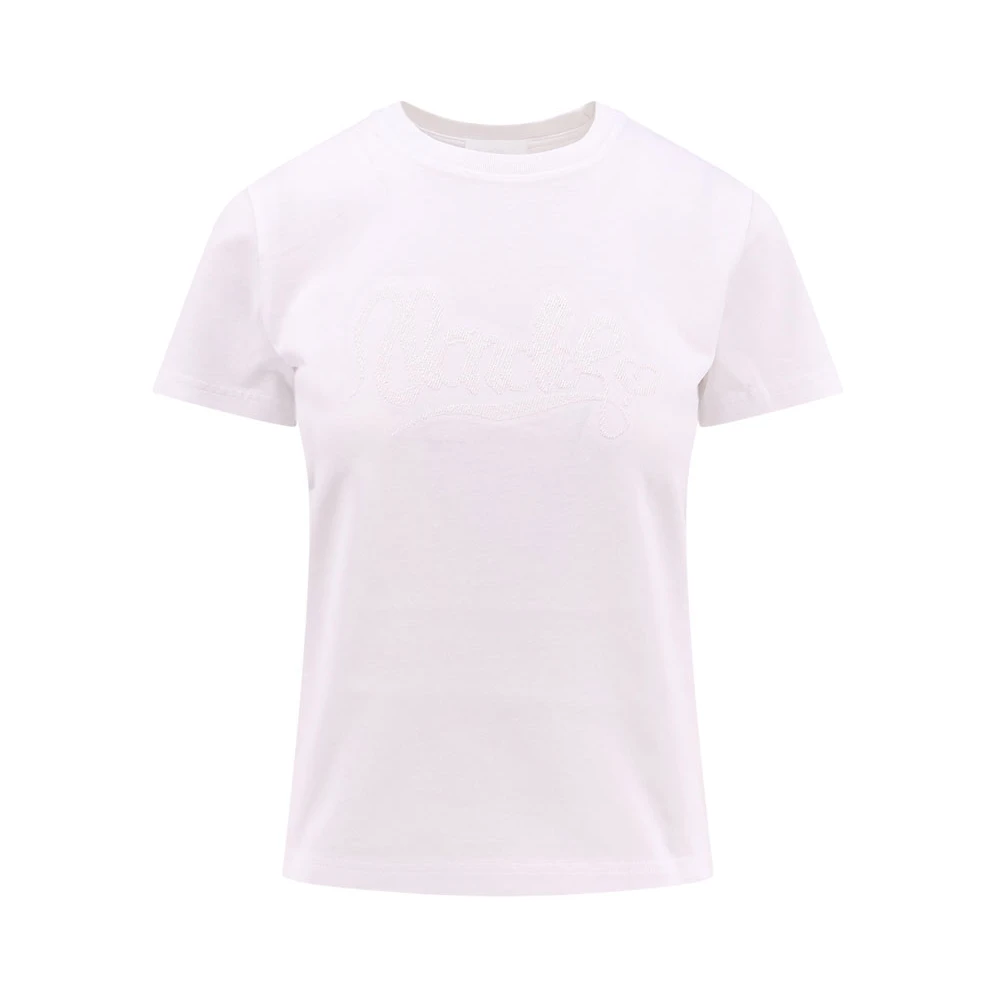 Moncler Katoenen T-shirt met Logo Borduurwerk White Dames
