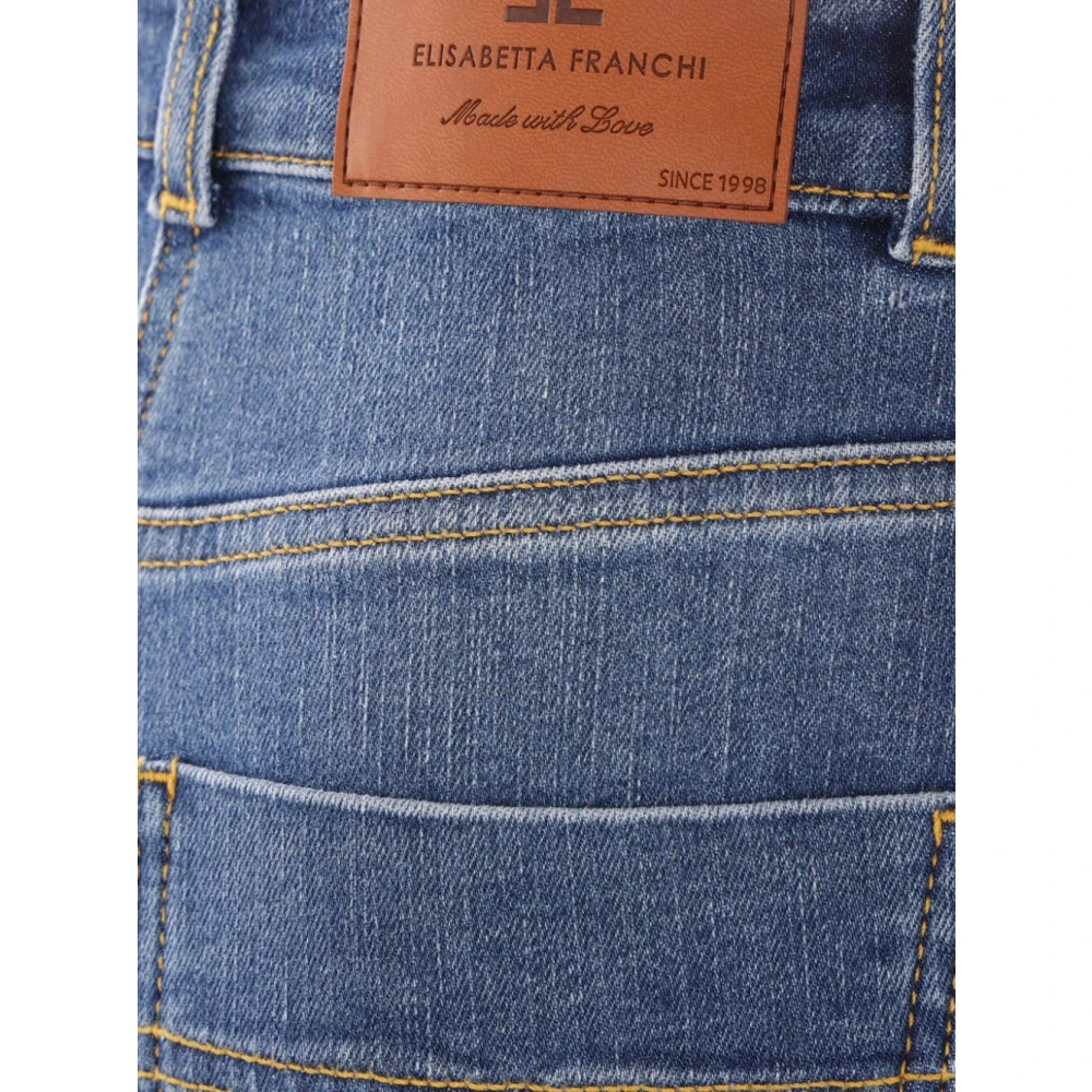 Elisabetta Franchi Indigo Blauwe Jeans met Knoopdetails Blue Dames