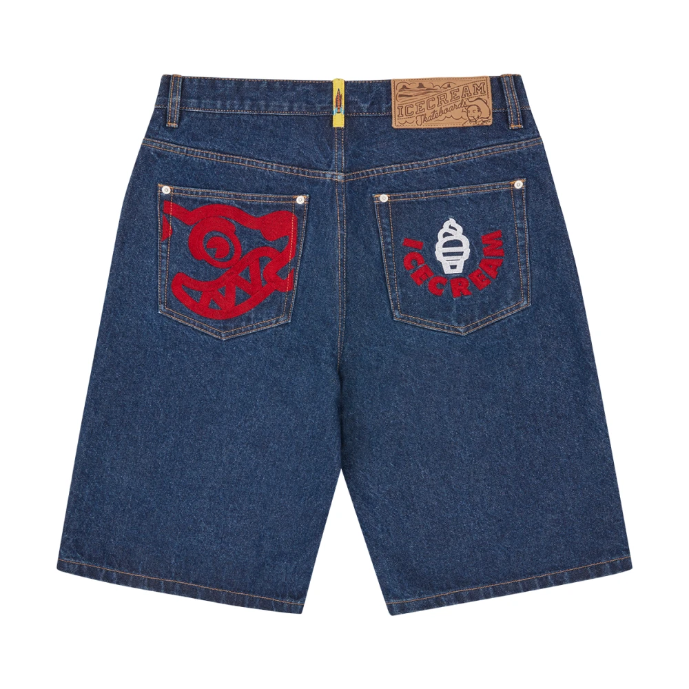 Icecream Rende Puppy Denim Shorts Blue Heren