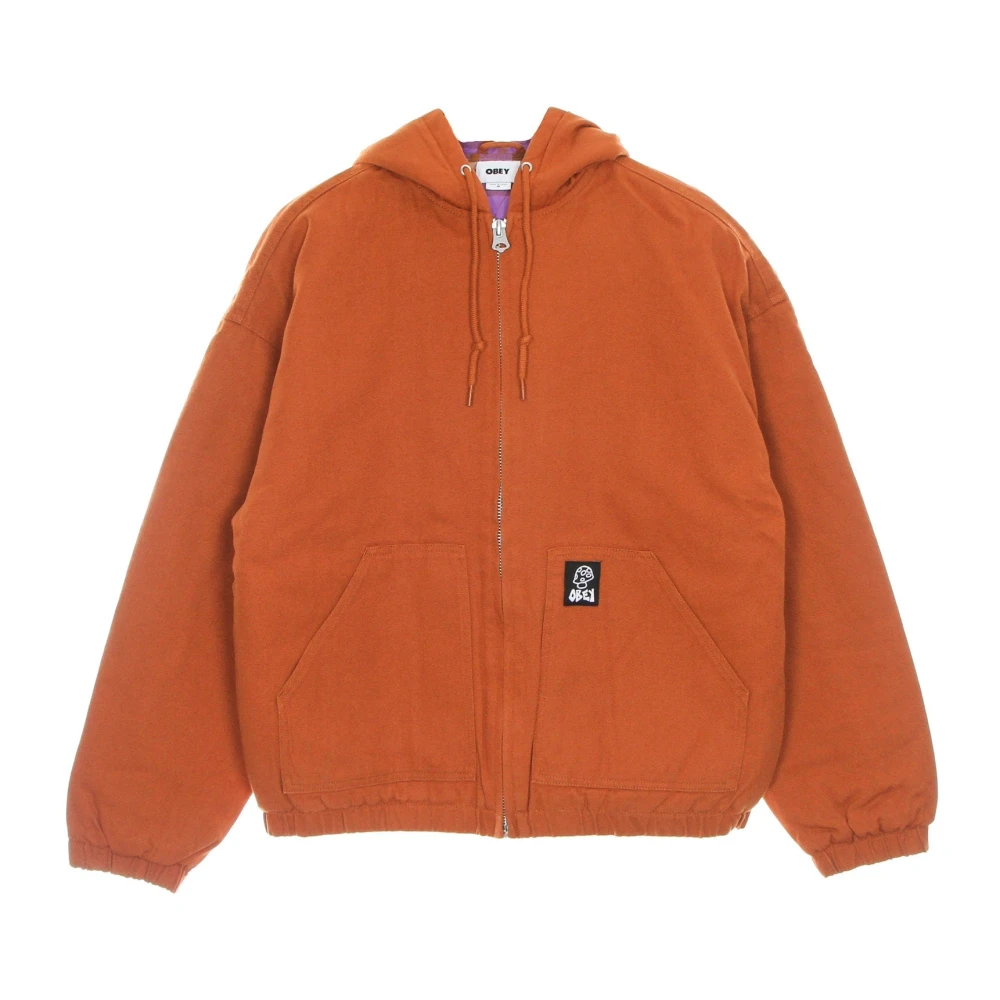 Obey Capuchon Katoenen Canvas Jas Ginger Orange Heren