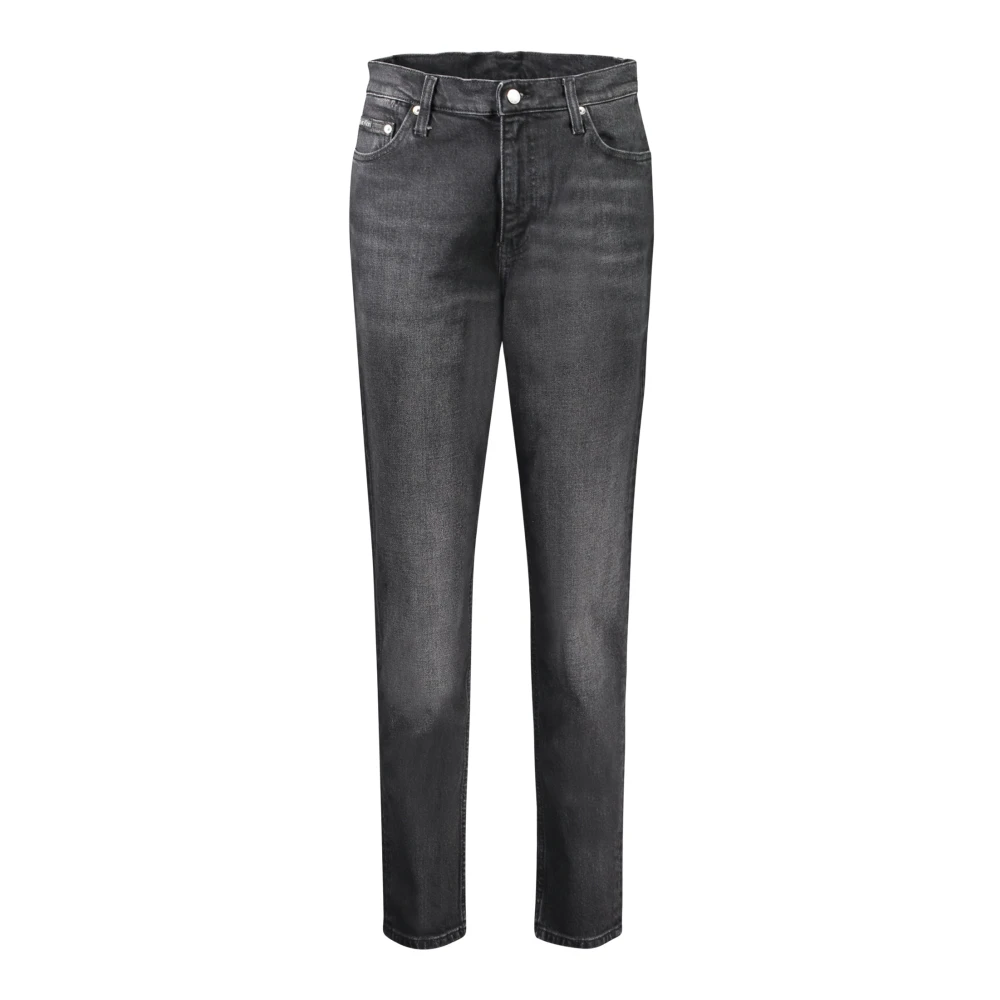 Calvin Klein Women's Black Denim Mom Jeans With Logo