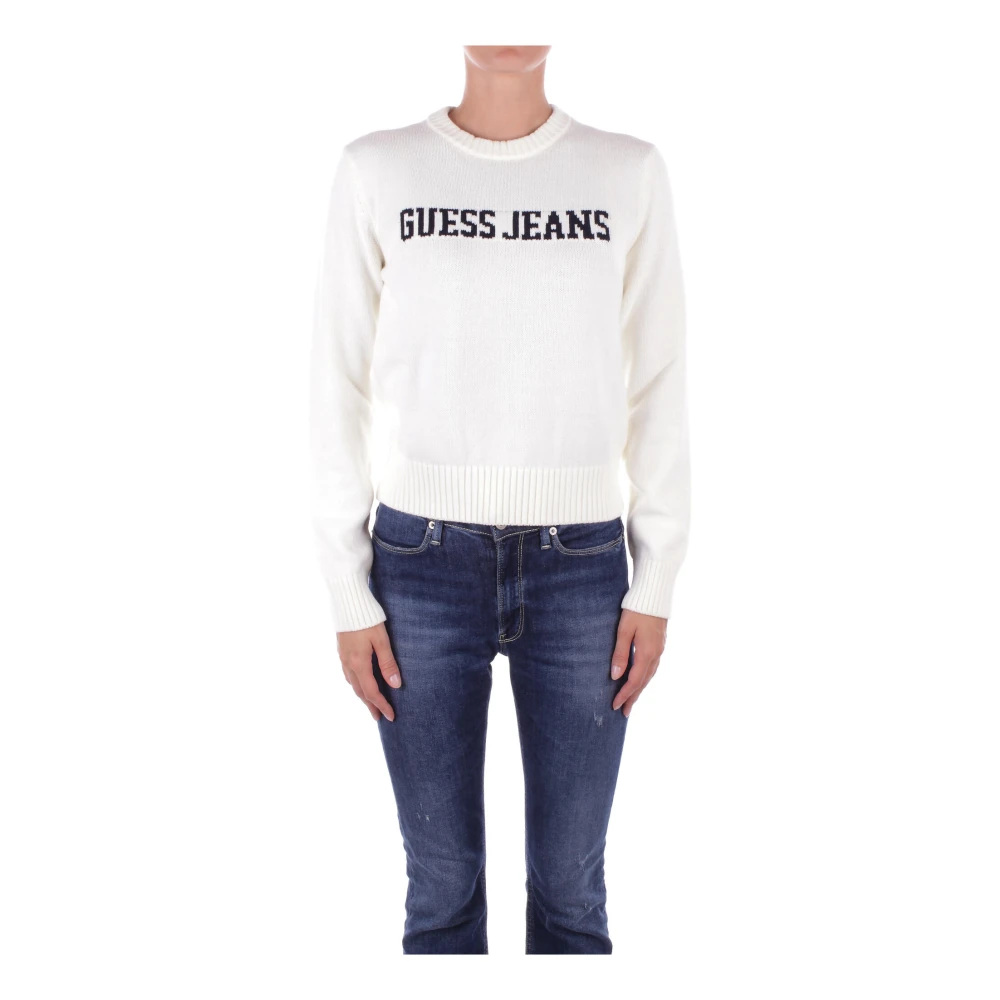 Guess Witte Logo Front Sweater White Dames