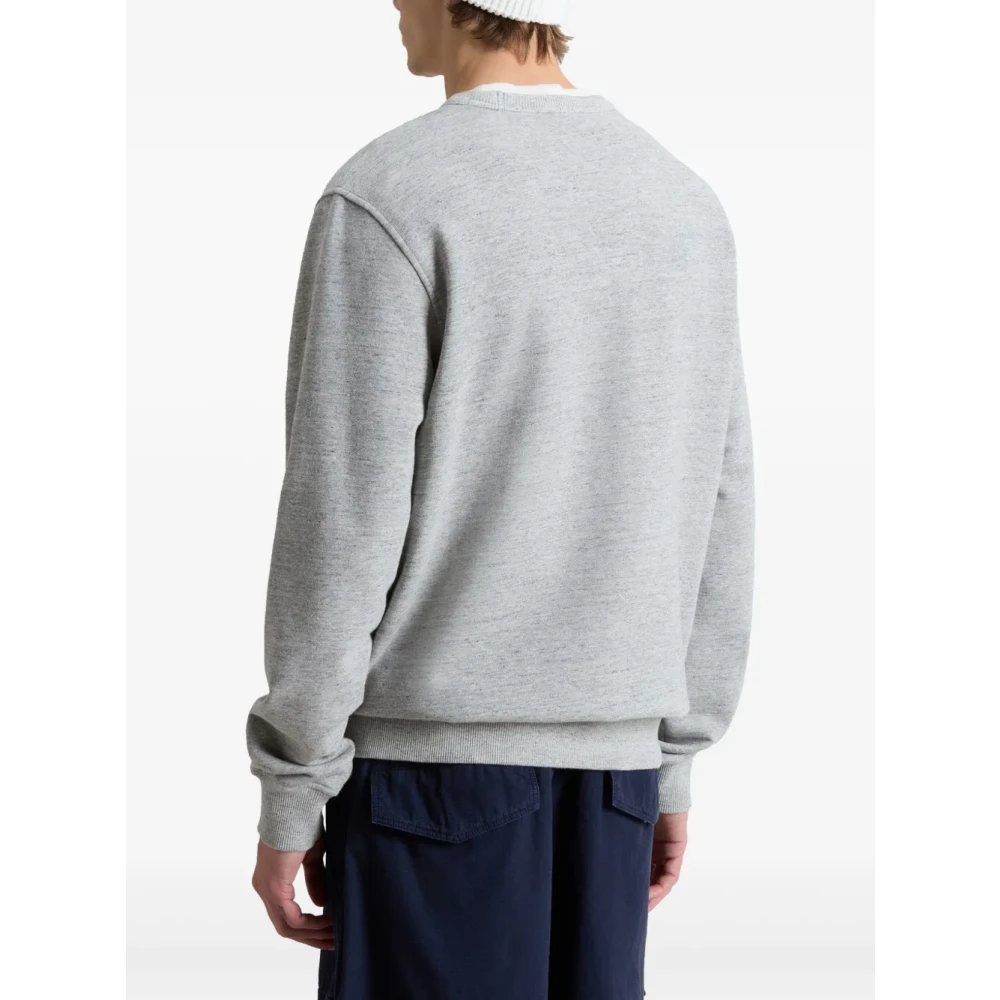 Woolrich Grijze Geribbelde Trui met Bedrukt Logo Gray Heren