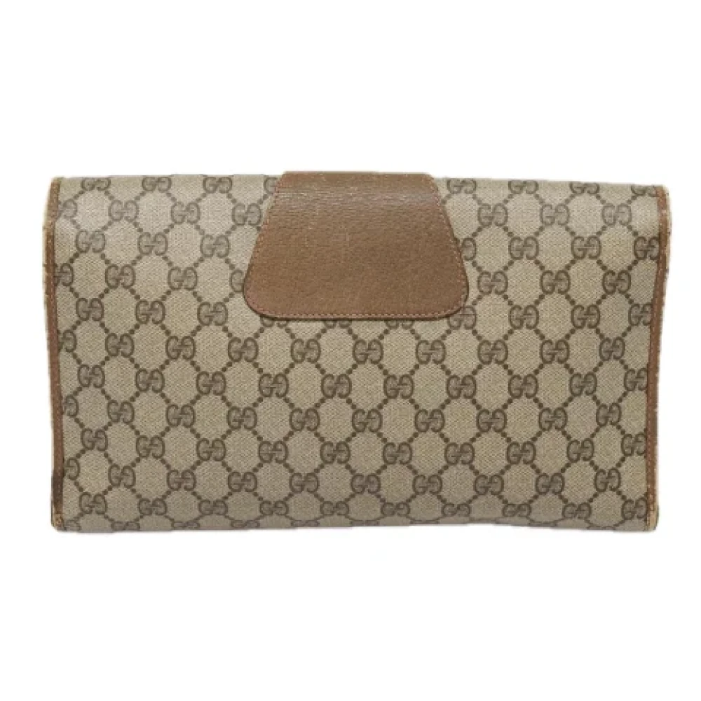 Gucci Vintage Pre-owned Leather clutches Beige Dames