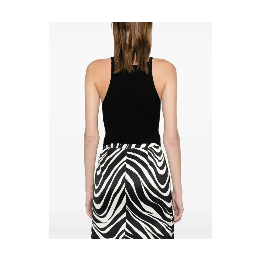 Courrèges Zwart Gebreid Geborduurd Logo Tanktop Black Dames