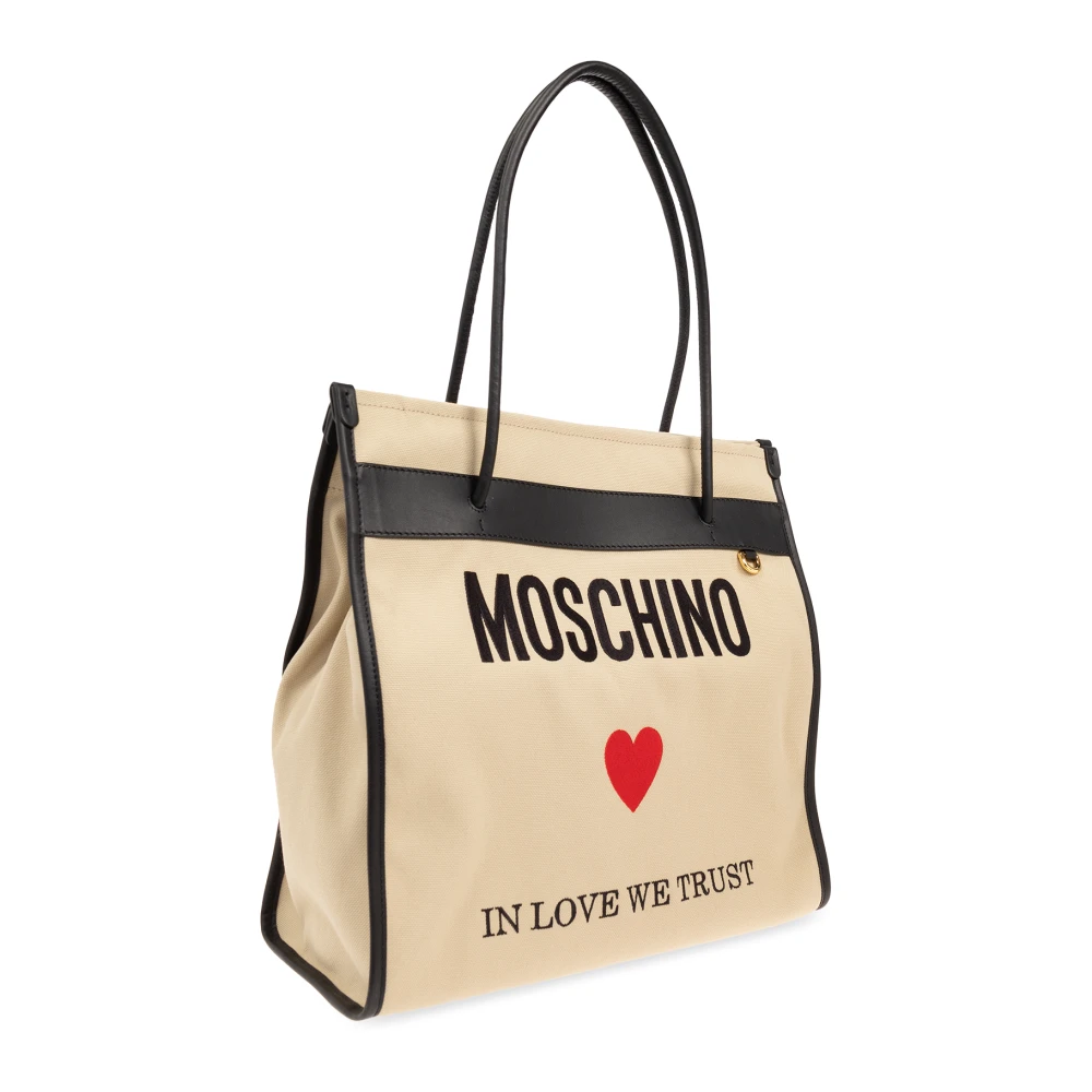 Moschino Shopper tas met logo Beige Dames