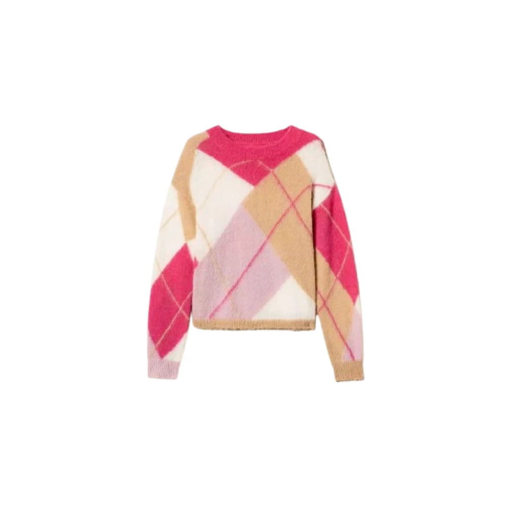 Twinset Rosa Jacquard Argyle Tröja Multicolor, Dam