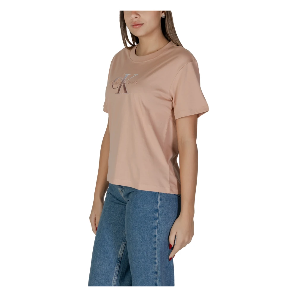 Calvin Klein Jeans Korte mouw katoenen T-shirt collectie Pink Dames