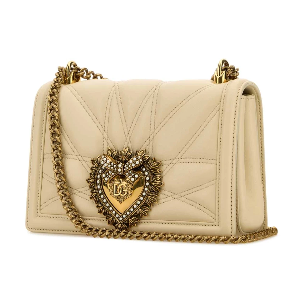 Dolce & Gabbana Nappa Leren Devotion Schoudertas Beige Dames