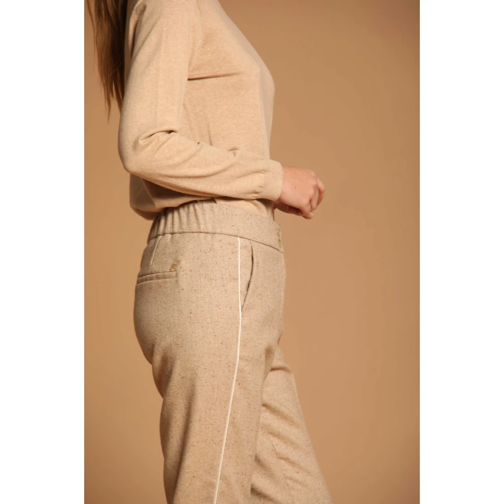 Mason's Chino Broek van Tweed Wolmix Beige Dames