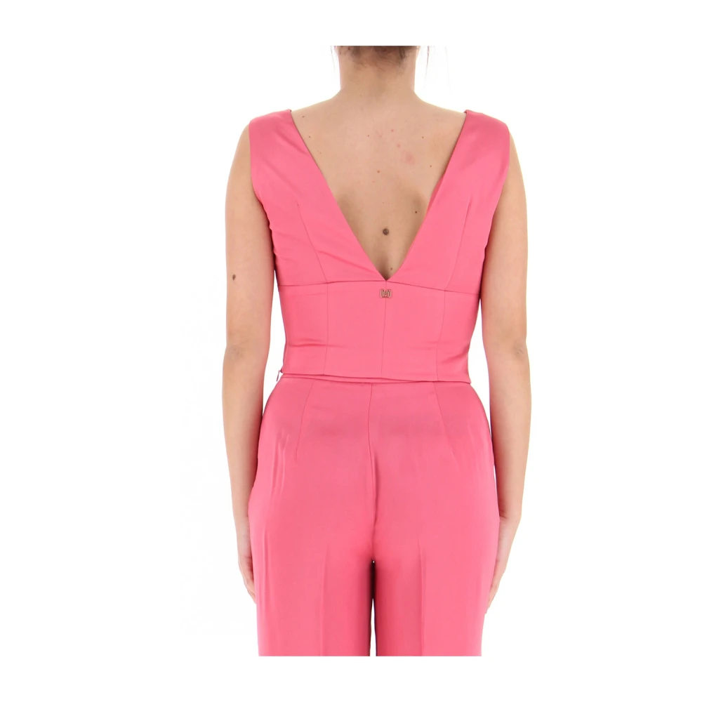 Guess Roze Viscose Top met Diepe V-hals Pink Dames