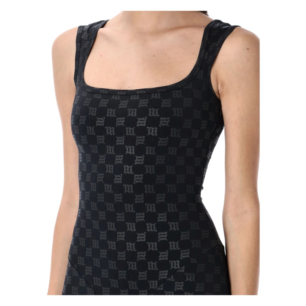 Misbhv Zwart Monogram Bodysuit Buitenkleding Black Dames