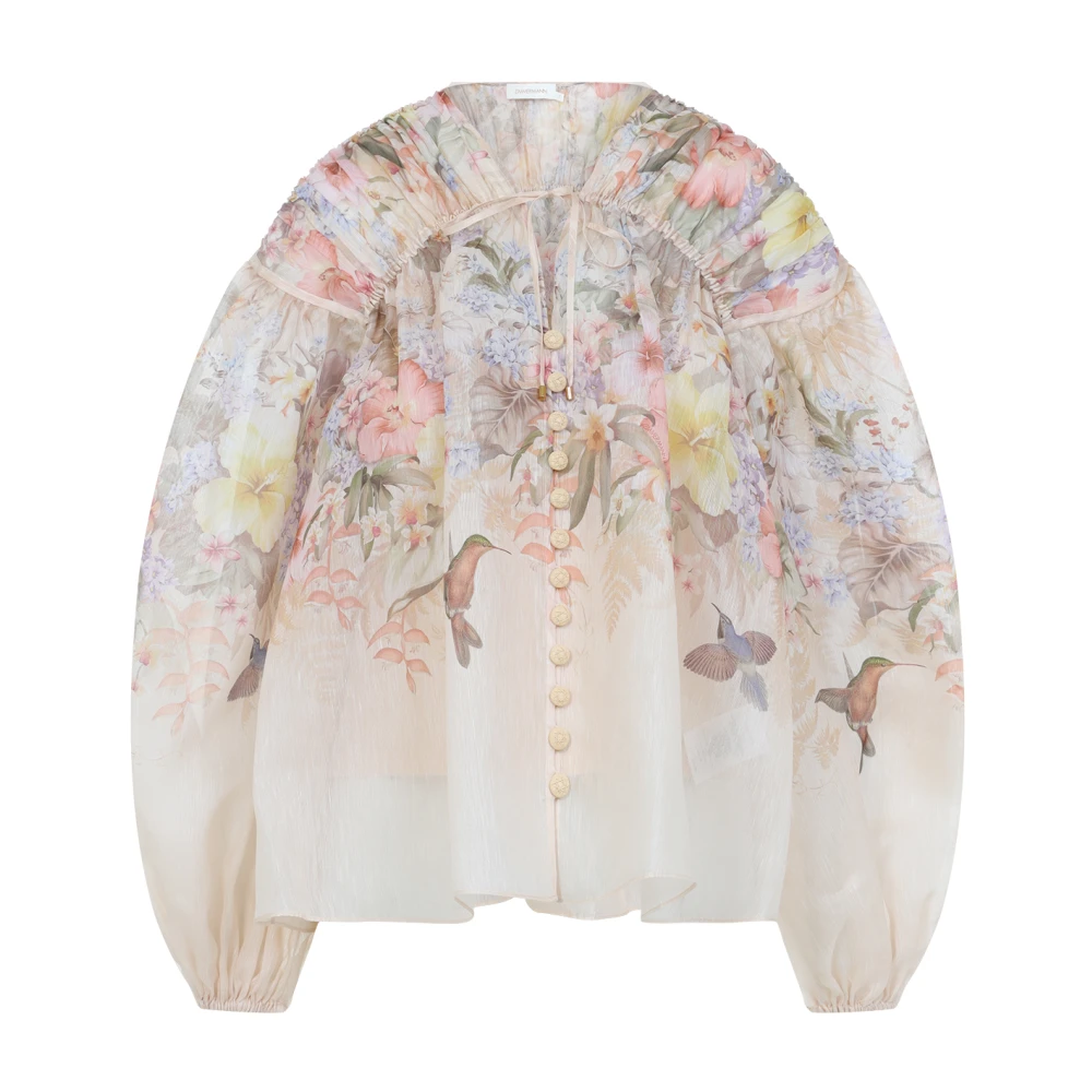 Zimmermann Women's Multicolor Blouses,, Multicolour Linen-Silk Shirt Small