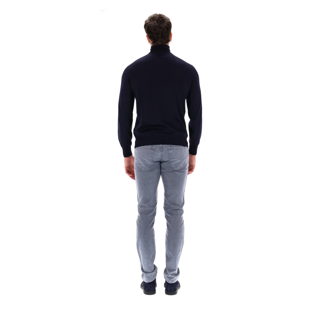 BRUNELLO CUCINELLI Blauwe Wol-Kasjmier Trui Dolcevita Stijl Blue Heren
