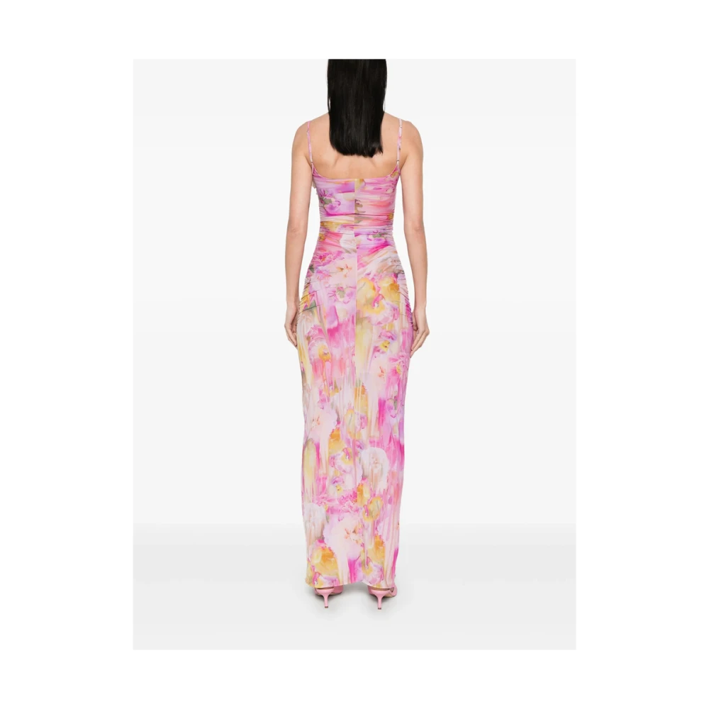 Blumarine Fuchsia Roze Spaghetti Strap Jurk met Broche Pink Dames