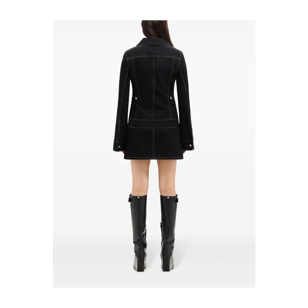 Courrèges Zwarte Katoenmixjas met Contraststiksels Black Dames
